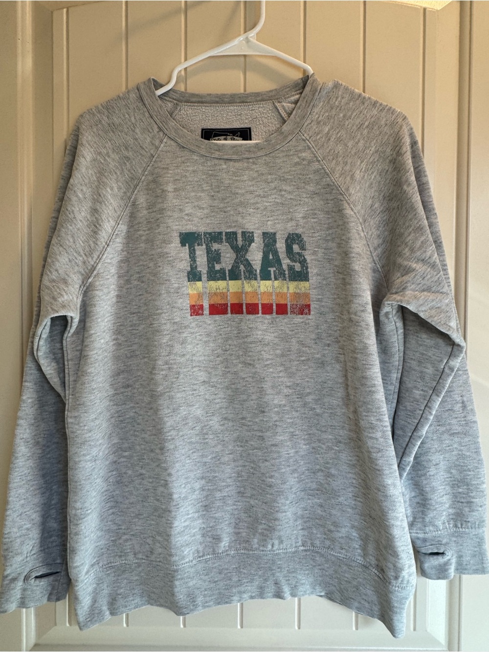 State of Mind Grey Crewneck with Multicolor Texas Graphic